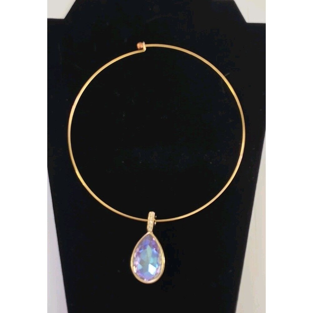 Aurora Borealis crystal pendant on a gold-plated choker.